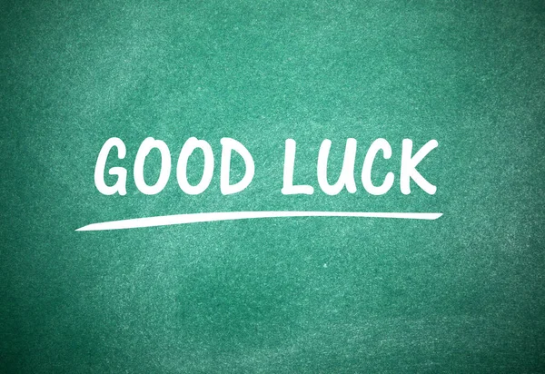 Frase Boa Luck Escrito Quadro Verde — Fotografia de Stock