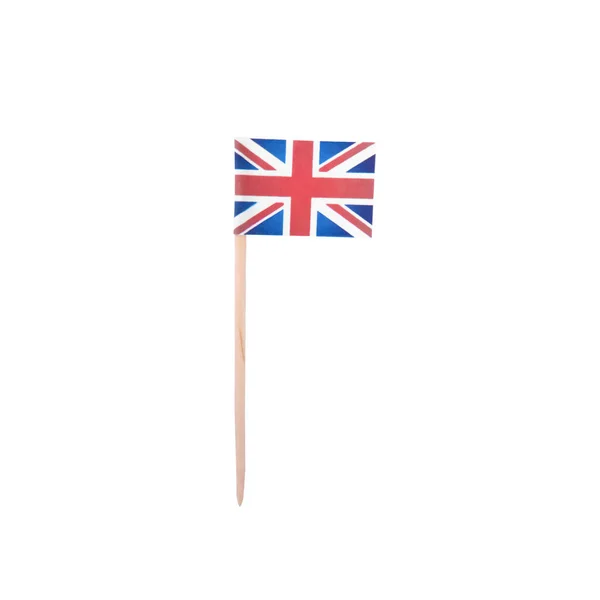 Bandera Papel Pequeña Del Reino Unido Aislada Sobre Blanco —  Fotos de Stock
