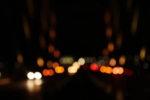 Vista Turva Das Luzes Cidade Noite Efeito Bokeh — Fotografia de Stock