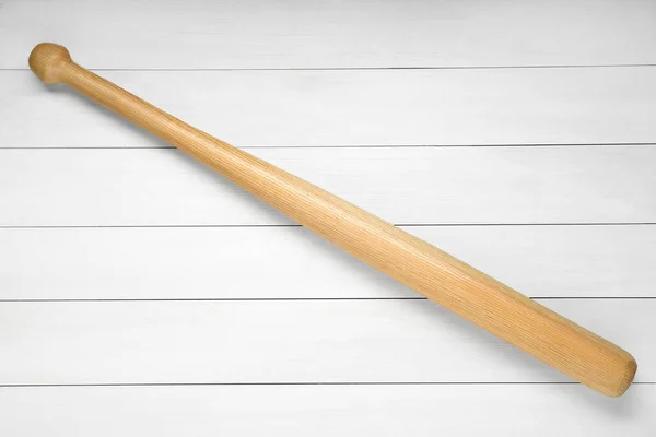 Baseball Bat White Wooden Table Top View Sports Equipment — Stock Photo, Image