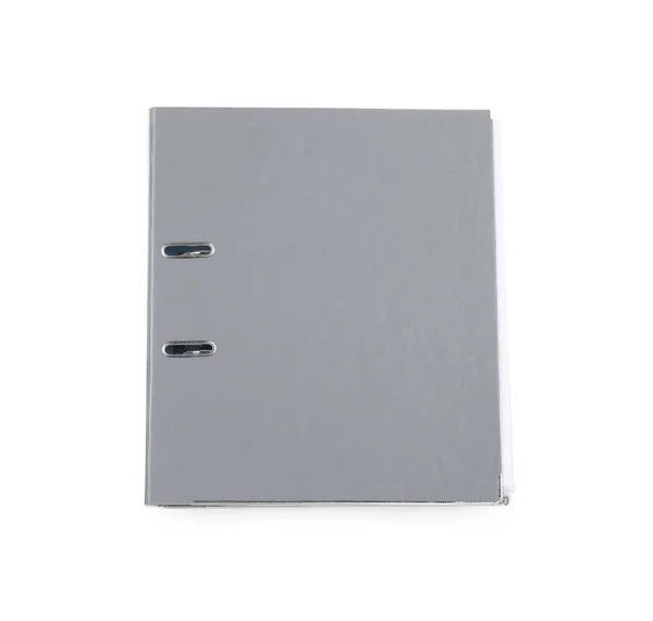 One Grey Office Folder Isolated White Top View — Stock Photo, Image