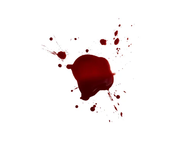 白で隔離された血のスプラッシュトップビュー — ストック写真