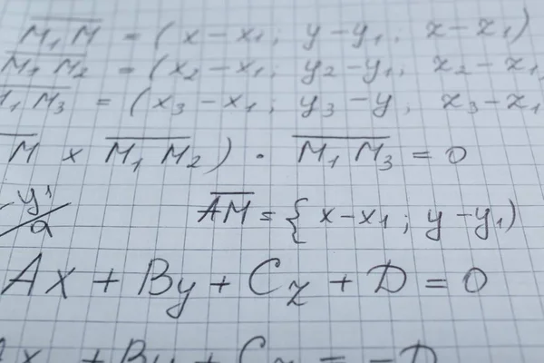 Hoja Papel Con Diferentes Fórmulas Matemáticas Primer Plano — Foto de Stock