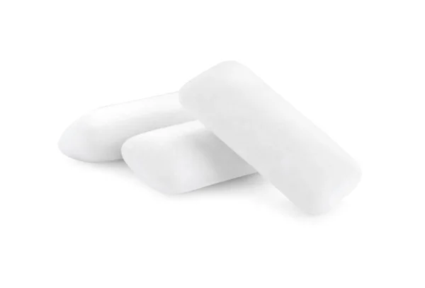 Drie Kauwgom Stukken Witte Achtergrond — Stockfoto