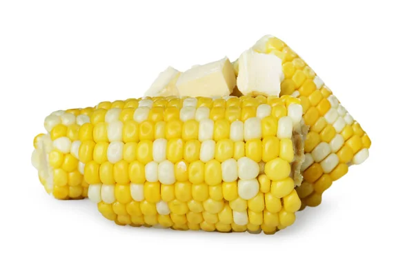 Tasty Corn Butter White Background — Stock Photo, Image