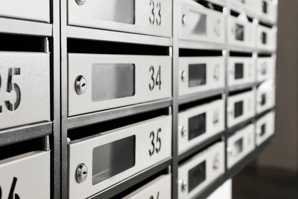 Нові Поштові Скриньки Ключами Номерами Квитанціями Поштового Відділення — стокове фото