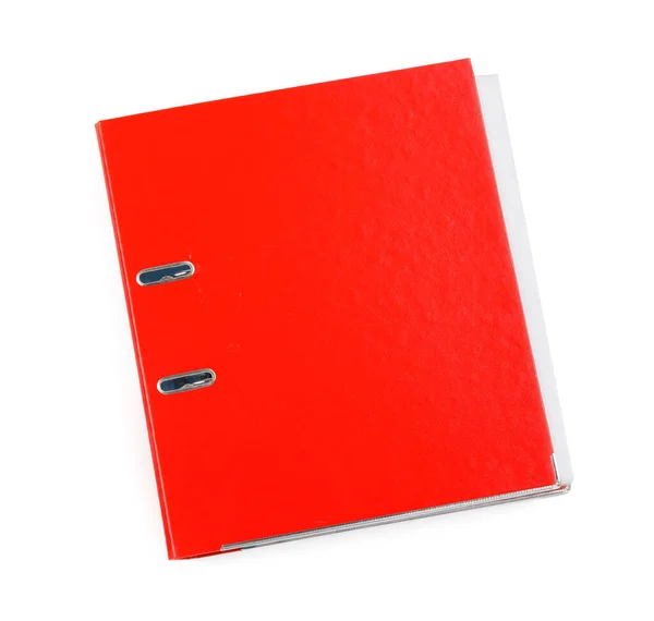 One Orange Office Folder Isolated White Top View — Stock Photo, Image
