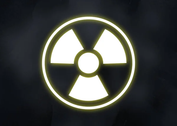 Radioactief Bord Zwarte Achtergrond Gevarensymbool — Stockfoto