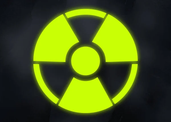 Sinal Radioactivo Fundo Preto Símbolo Perigo — Fotografia de Stock