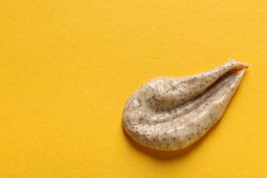 Turuncu arka planda fırça örneği, üst manzara. Metin için boşluk