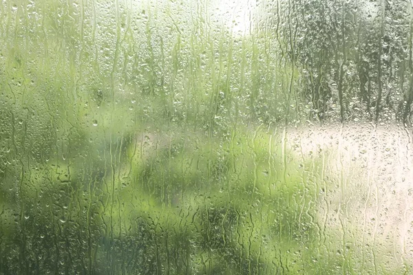 Vetro Della Finestra Con Gocce Pioggia Come Sfondo Primo Piano — Foto Stock
