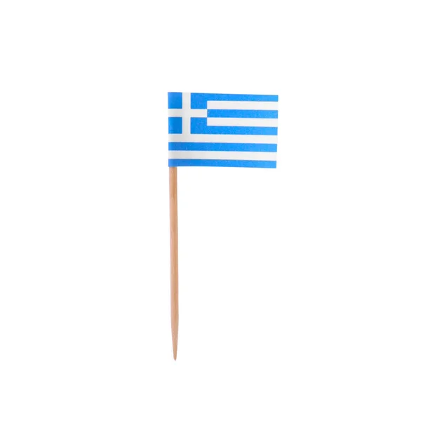 Маленький Бумажный Флаг Греции Изолирован Белом — стоковое фото