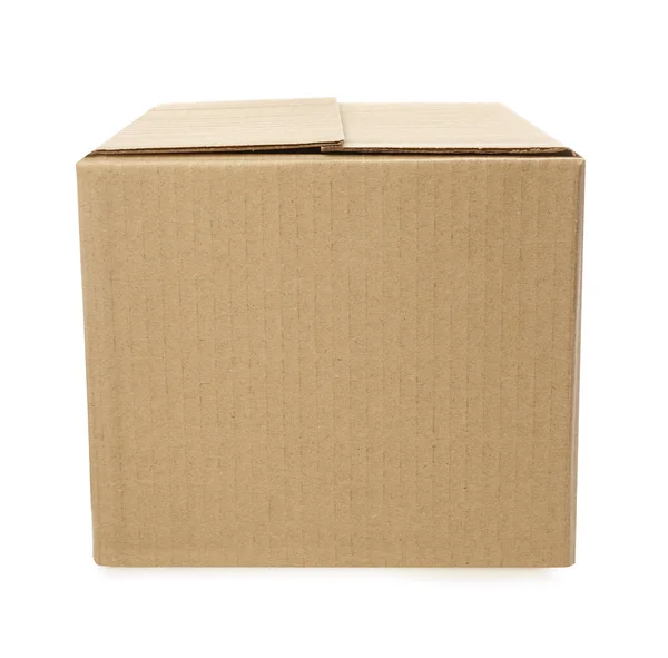 Una Caja Cartón Cerrada Sobre Fondo Blanco —  Fotos de Stock