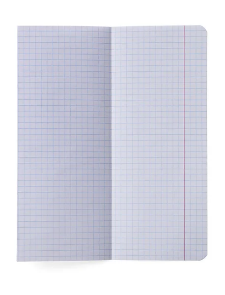 Folded Checkered Sheet Paper White Background Top View — Stock Photo, Image