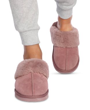 Woman in warm soft slippers on white background, closeup clipart