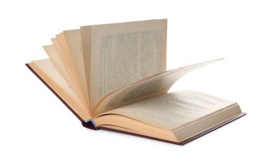 Beyazda izole edilmiş eski ciltli kitabı aç