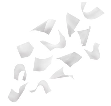 Beyaz arkaplana düşen bir sürü kağıt