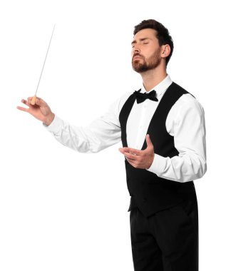 Beyaz arkaplanda batonu olan profesyonel iletken