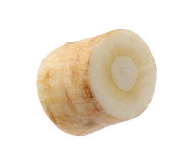 Bir parça taze yaban havucu beyaza izole edilmiş.