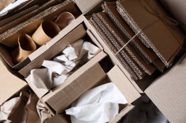 Arkaplan olarak farklı atık kağıt, düz uzanma