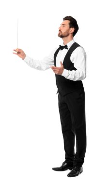 Beyaz arkaplanda batonu olan profesyonel iletken