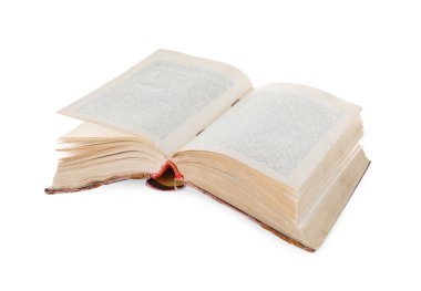 Beyazda izole edilmiş eski ciltli kitabı aç