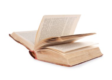 Beyazda izole edilmiş eski ciltli kitabı aç