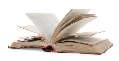 Beyazda izole edilmiş eski ciltli kitabı aç