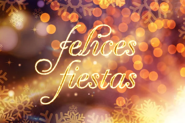 Felices Fiestas Świąteczna Kartka Życzeniami Szczęśliwego Urlopu Języku Hiszpańskim Jasnym — Zdjęcie stockowe