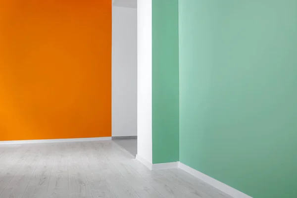 Empty renovated room with beautiful colorful walls