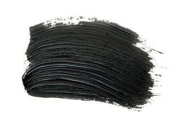 Beyaz arka planda siyah yağlı boya fırça darbeleri, üst görünüm