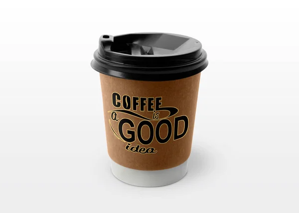 Copo Papel Takeaway Com Frase Impressa Café Uma Boa Ideia — Fotografia de Stock