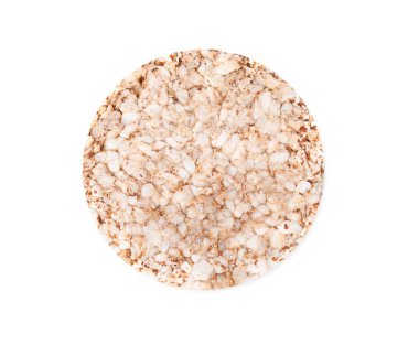 Çıtır çıtır pirinç keki, beyaza izole edilmiş, üst manzara.