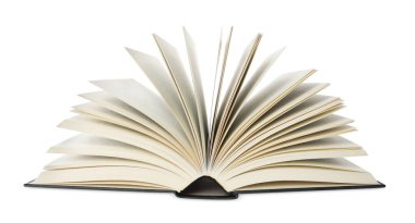 Beyaz arkaplan üzerine sert kapaklı kitabı aç