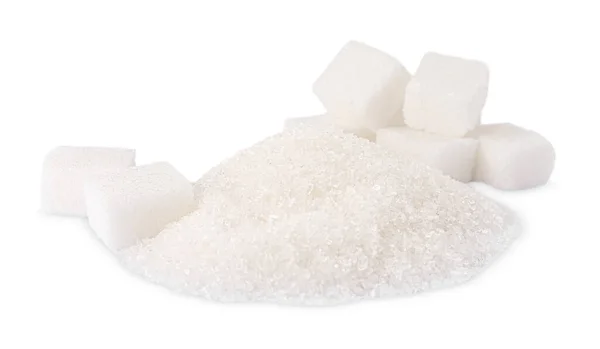 Cukier Granulowany Cukrowy Izolowany Białym — Zdjęcie stockowe
