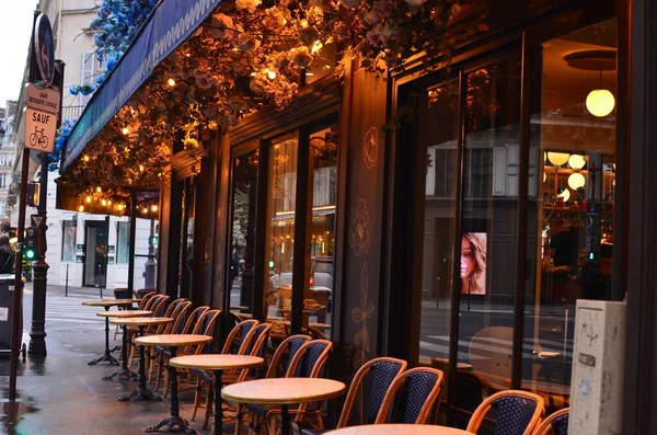 Paris, France - December 10, 2022: Outdoor seating of Le Musset restaurant