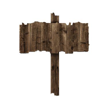 Beyaz üzerinde boş ahşap tabela. Tasarım için model