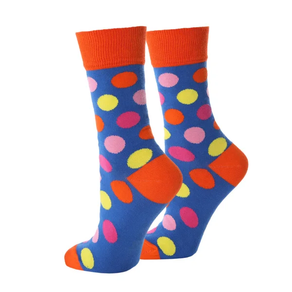 Dvojice Světlých Ponožek Izolovaných Bílém — Stock fotografie