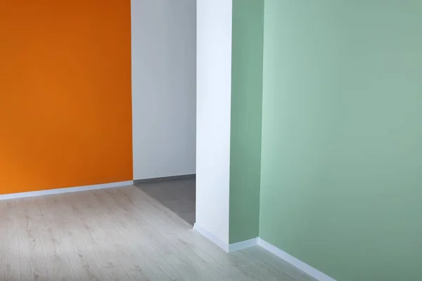 Empty renovated room with beautiful colorful walls