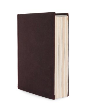 Beyaza izole edilmiş eski bir ciltli kitap.