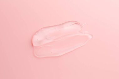 Pembe arka planda şeffaf jel örneği, üst görünüm