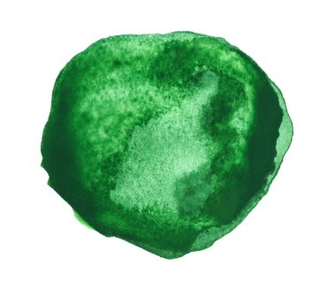 Yeşil suluboya boya lekesi beyaz, üst görünümde izole