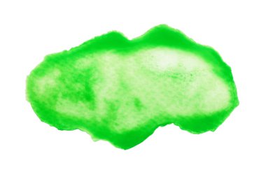 Yeşil suluboya boya lekesi beyaz, üst görünümde izole
