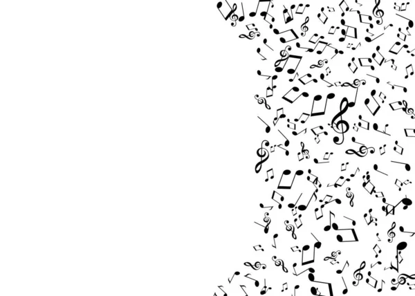 Muitas Notas Música Fendas Agudas Voando Sobre Fundo Branco — Fotografia de Stock