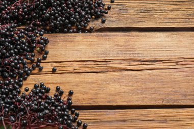 Mürver (Sambucus) ahşap masa üzerinde, düz yatıyordu. Metin için boşluk