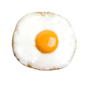 Lezzetli kızarmış yumurta beyazda izole, üst manzara