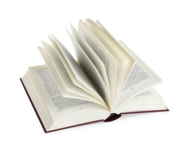 Açık kahverengi ciltli kitap beyaz üzerine izole