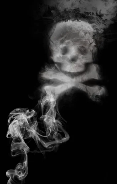 No Smoking. Skull and crossbones symbol of smoke on black background