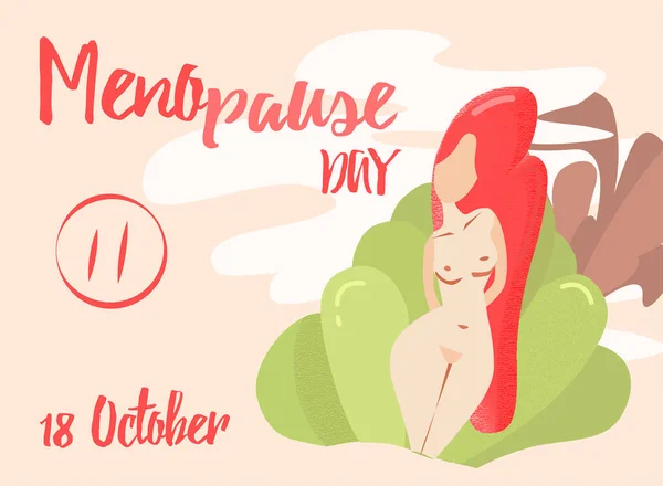 Οκτωβρίου Παγκόσμια Ημέρα Εμμηνόπαυσης Κάρτα Εικόνα Γυναίκα Και Κουμπί Παύσης — Φωτογραφία Αρχείου