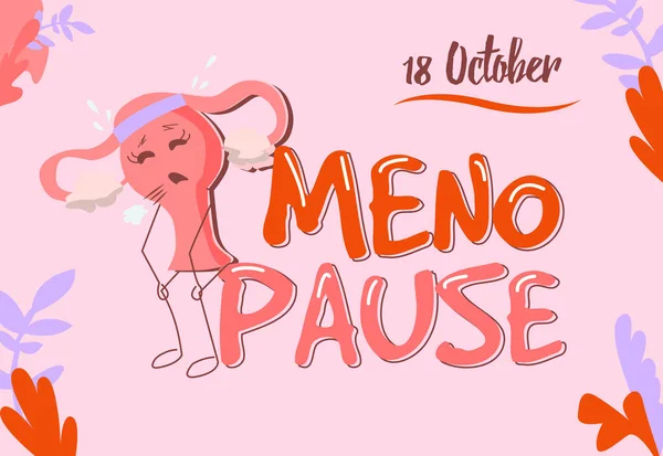 October Menopause World Day Card Tired Uterus Illustration — Fotografia de Stock